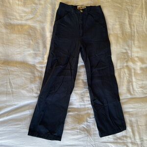 Navy cotton straight leg pants